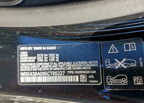 2025 BMW M4 Competition z USA, uszkodzony, nr VIN WBS43BA09SCT95227